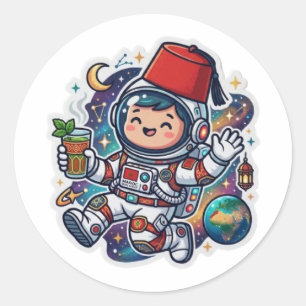 Autocollant de thé à la menthe de l'astronaute mar