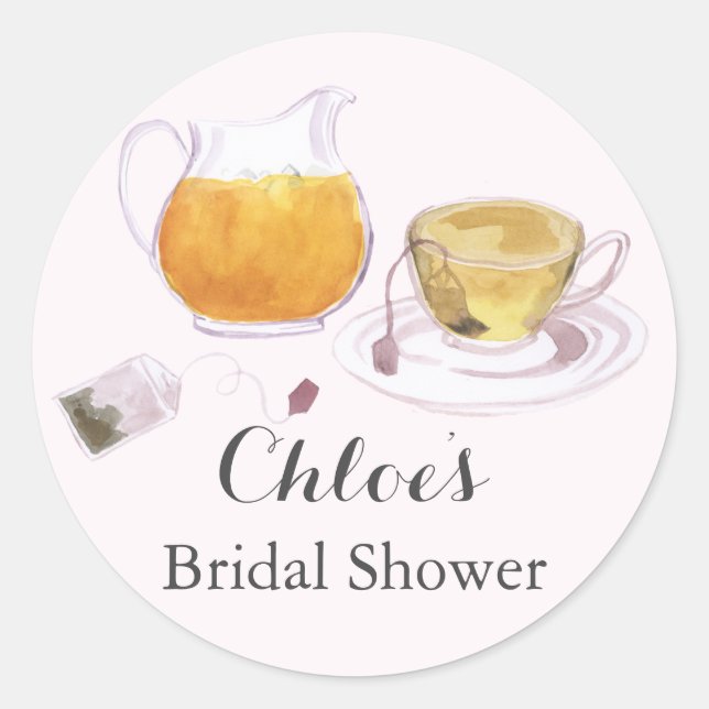 Autocollant de thé de mariage dans une tasse à thé (Devant)