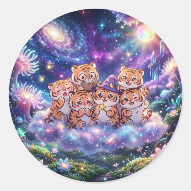 Autocollant de tigres amis de la galaxie mignon (Devant)