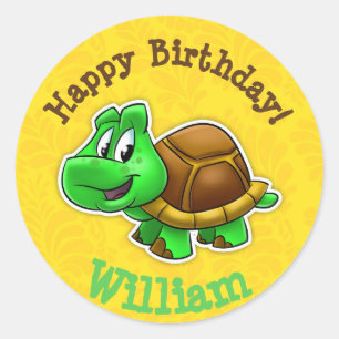 Autocollant de tortue de joyeux anniversaire