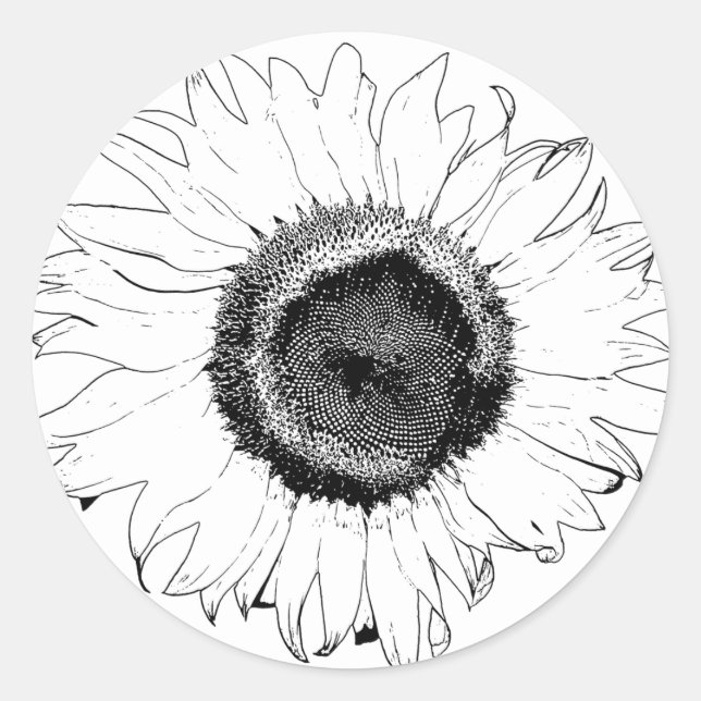 Autocollant de tournesol noir et blanc (Devant)