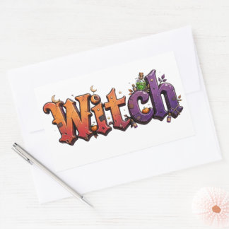 Autocollant de typographie Halloween sorcière goth