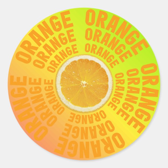 Autocollant de typographie tranche d'orange frais  (Devant)
