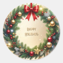 Autocollant de vacances de couronne de Noël festiv