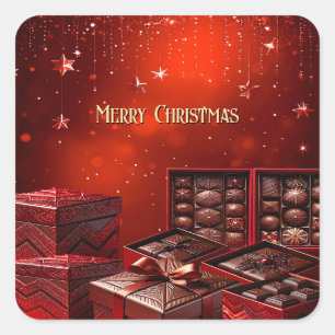 Autocollant de vacances de Noël au bonbon au choco