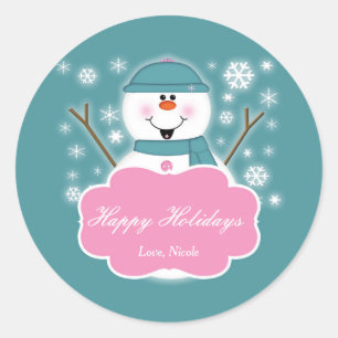 Autocollant de vacances de Noël Bonhomme de neige 