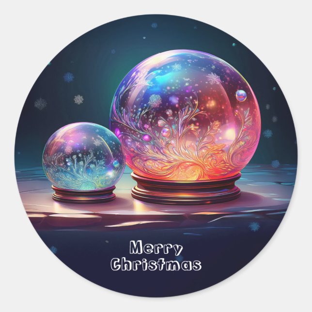 Autocollant de vacances de Noël Boules de neige en (Devant)