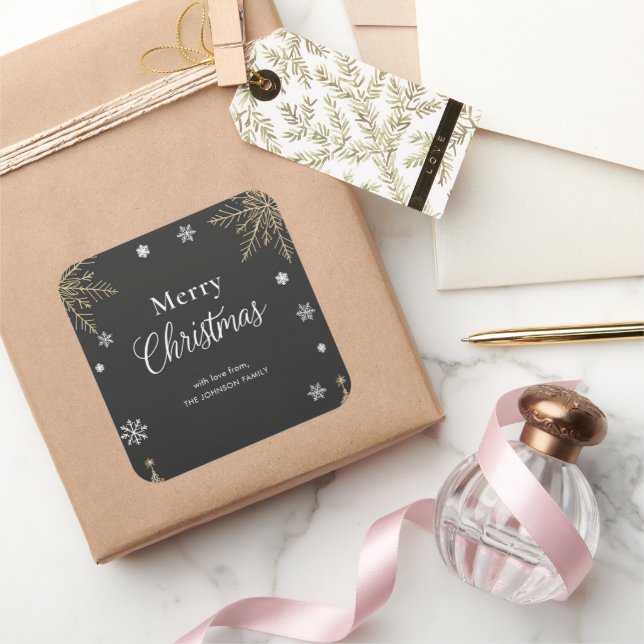 Autocollant de vacances de Noël joyeux en or moder (Cadeaux)