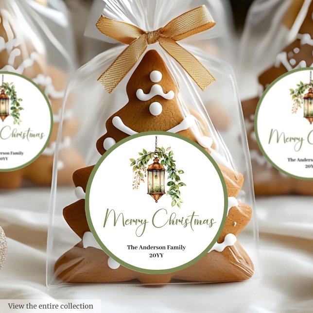 Autocollant de vacances de Noël rustique bohème (Bohemian Rustic Christmas Lantern Holiday Sticker)