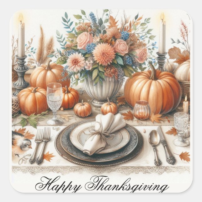 Autocollant de vacances de table de Thanksgiving v (Devant)