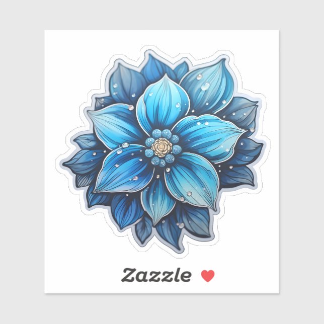 Autocollant de vacances Fleur Bleue Joyeuse (Feuille)