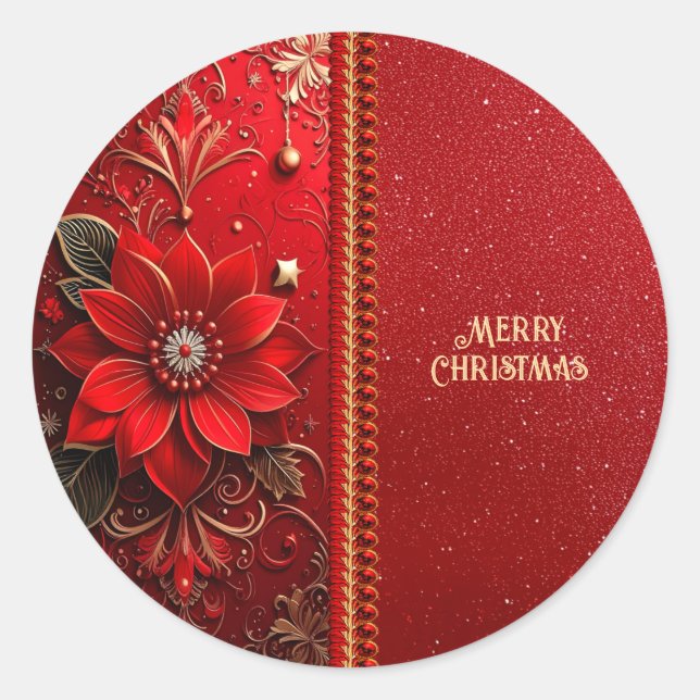Autocollant de vacances Fleur Rouge de Noël (Devant)