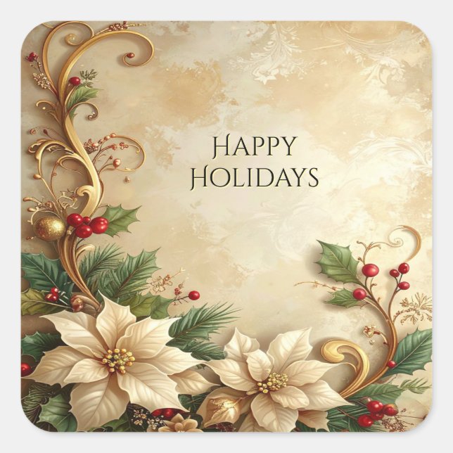 Autocollant de vacances floral de Noël (Devant)