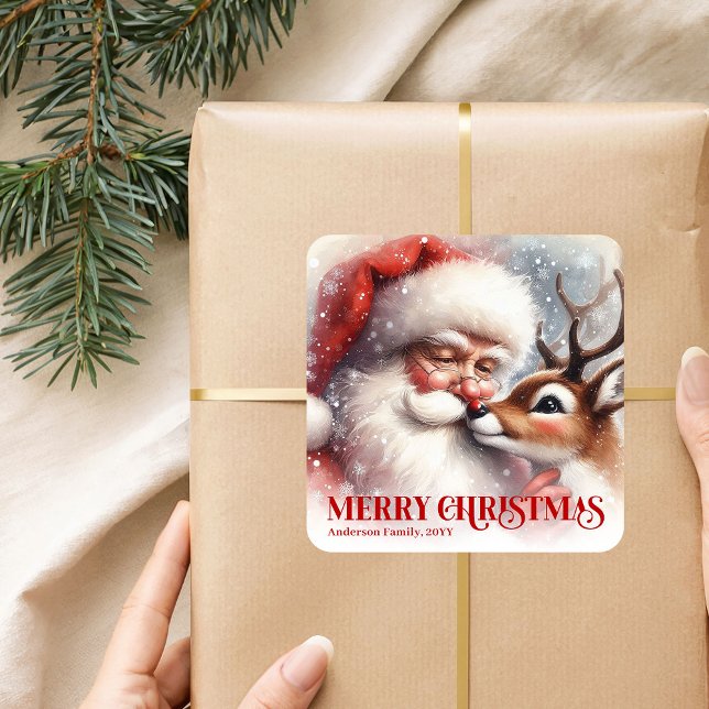 Autocollant de vacances joyeuses personnalisé avec (Sweet Custom Santa Rudolph Merry Holiday Sticker)