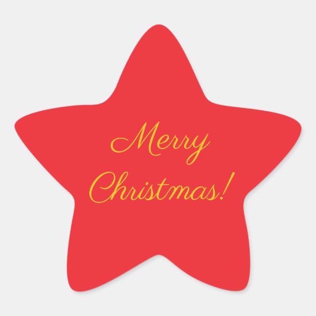 Autocollant de vacances Joyeux Noël Étoile Rouge (Devant)