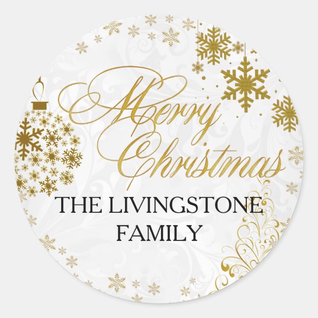 Autocollant de vacances Joyeux Noël Flocon de neig (Devant)