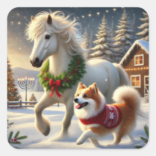 Autocollant de vacances pour cheval et chien islan
