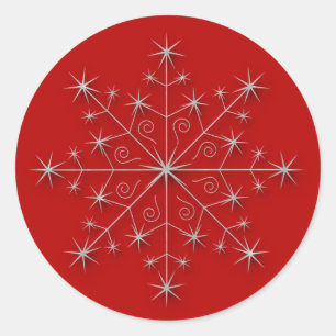 Autocollant de vacances rouge flocon de neige 2