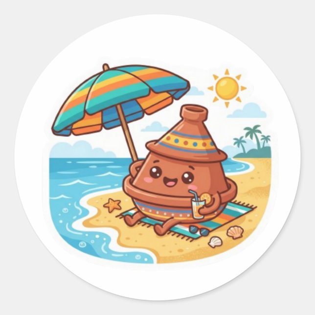 Autocollant de vacances sur la plage de Tajine mar (Devant)