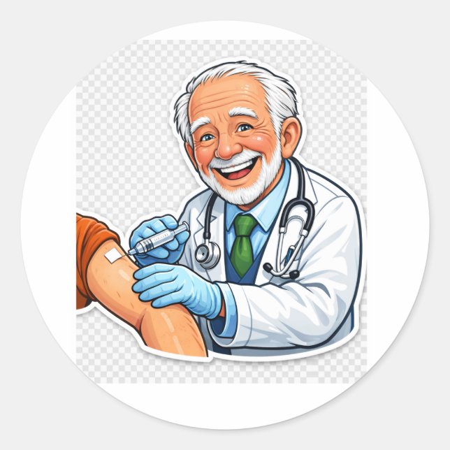 Autocollant de vaccin de docteur chibi (Devant)