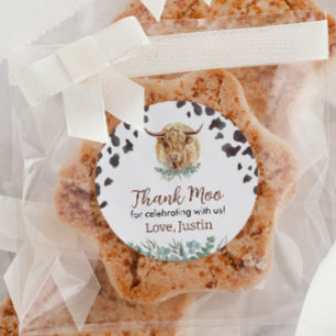 Autocollant de vache Highland Étiquette Baby showe