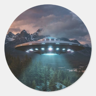 Autocollant de vaisseau spatial extraterrestre rét