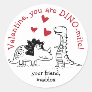 Autocollant de Valentine de dinosaure