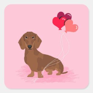 Autocollant de valentines de teckel - chien de