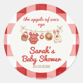 Autocollant de Vente de Bébé Rouge Gingham Apple o
