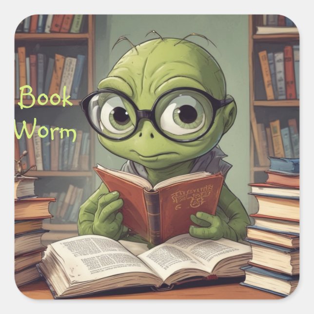 Autocollant de ver de livre (Devant)