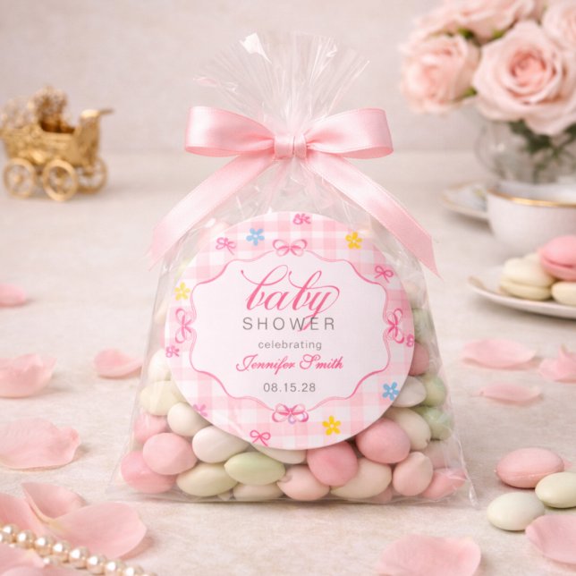 Autocollant de Vichy Rose Fleurs et Ruban pour Bab (Créateur téléchargé)