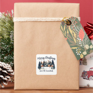 Autocollant de village de Noël joyeux personnalisé