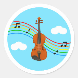 Autocollant de violon ciel arc-en-ciel musique enf