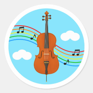 Autocollant de violoncelle ciel arc-en-ciel musiqu
