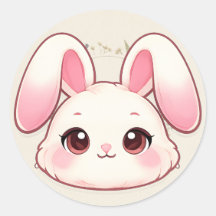 Autocollant de visage de lapin Kawaii Mignon