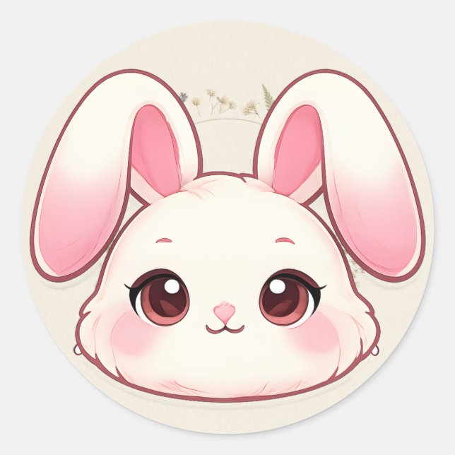 Autocollant de visage de lapin Kawaii Mignon (Devant)