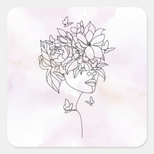 Autocollant de visage floral