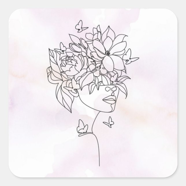 Autocollant de visage floral (Devant)