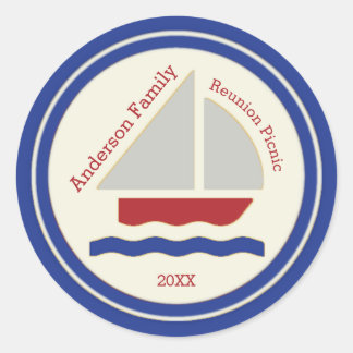 Autocollant de voilier bleu, blanc, bleu marine