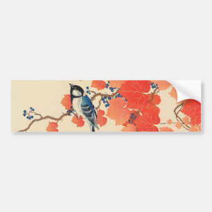 Autocollant De Voiture 赤い蔦に鳥, 古邨 Bird on Red Ivy, Koson, Ukiyo-e