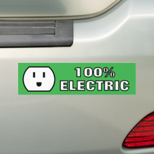 Autocollant De Voiture 100% électrique prise d'alimentation heureux