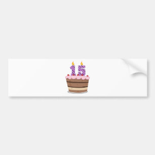 Autocollant De Voiture 15 ans sur le gâteau d'anniversaire