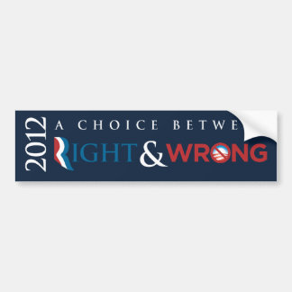 Autocollant De Voiture 2012 - Choix entre droit (Romney) et faux (Obam