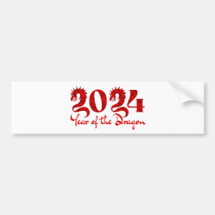 AUTOCOLLANT DE VOITURE 2024 ANNÉE DU DRAGON ROUGE