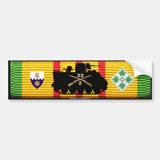 Autocollant De Voiture 2/22nd FNI, 4ème voie et insignes VSM de division (Devant)