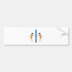 Autocollant De Voiture 2 Hulas et Surf Board