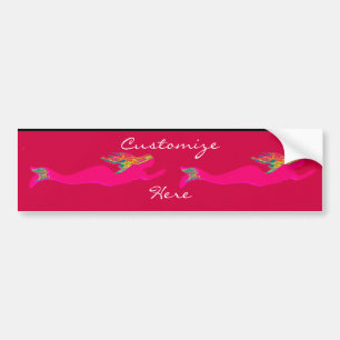 Autocollant De Voiture 2 sirènes roses nageant