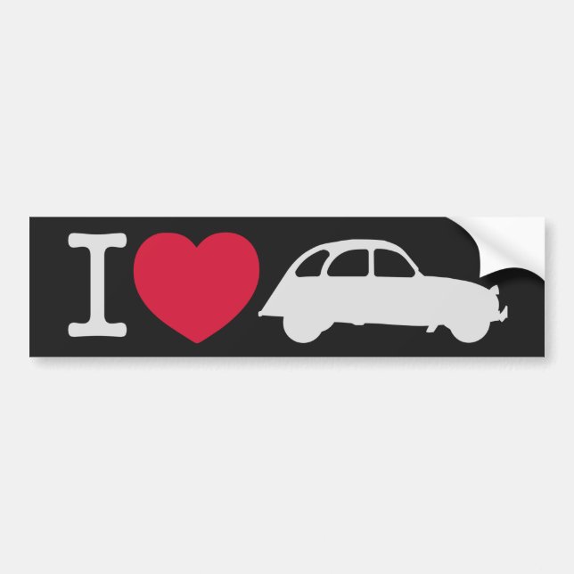 Autocollant De Voiture 2CV J'aime Deux Chevaux Oldtimer Voitures français (Devant)