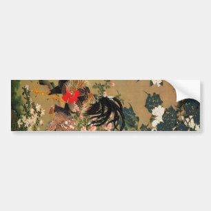 Autocollant De Voiture 6. 紫 陽 花 双 鶏 図, 若 Hydrangea et Rooster, Jakuchu, 冲