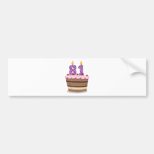 Autocollant De Voiture 81 ans sur le gâteau d'anniversaire (Devant)